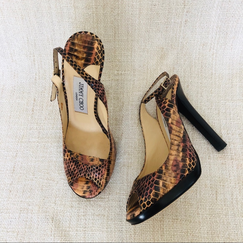 Jimmy Choo Slingback Heels reptile snake print - Picture 4 of 8